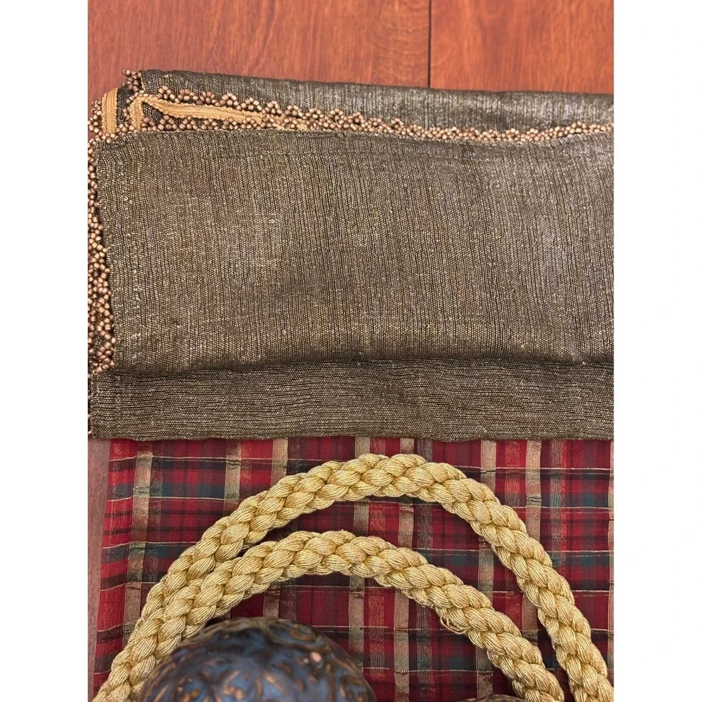 Pier 1 Imports Set of 2 Decorative Orbs, golden rope Tassel, 4 beaded napkins ++